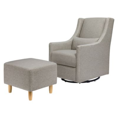 Babyletto Toco Swivel Glider and Ottoman in Eco-Weave Performance Grey