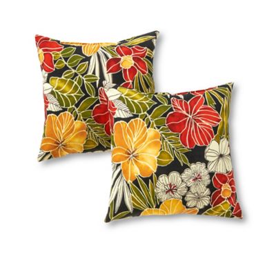 Greendale Home Fashions Square Indoor/Outdoor Throw Pillows in Black Aloha (Set of 2)