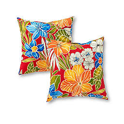 Greendale Home Fashions Square Indoor/Outdoor Throw Pillows in Red Aloha (Set of 2)
