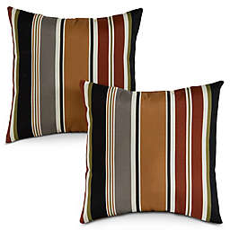 Greendale Home Fashions Brick Stripe Square Outdoor Throw Pillows in Brown (Set of 2)
