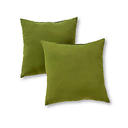 Greendale Home Fashions Solid Square Outdoor Throw Pillows in Green (Set of 2)