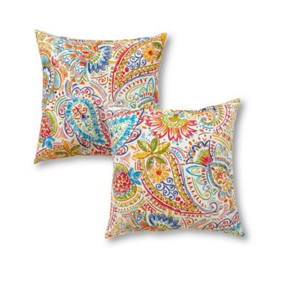 Greendale Home Fashions Square Indoor/Outdoor Throw Pillows in Paisley Jamboree (Set of 2)
