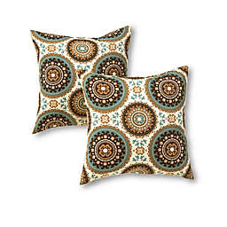 Greendale Home Fashions Square Indoor/Outdoor Throw Pillows in Brown Spray (Set of 2)