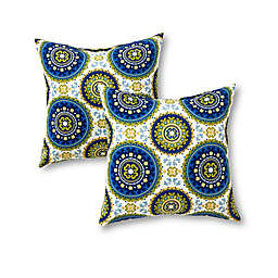 Greendale Home Fashions Square Indoor/Outdoor Throw Pillows in Blue/Green Summer (Set of 2)