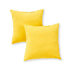 Greendale Home Fashions Solid Square Outdoor Throw Pillows in Yellow (Set of 2)