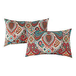 Greendale Home Fashions Asbury Park 2-Piece Outdoor Lumbar Pillow Set in Sky Blue