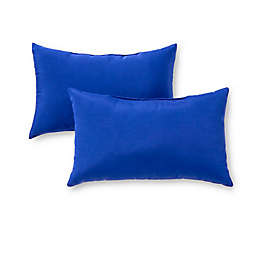 Greendale Home Fashions Solid Outdoor Lumbar Pillows in Marine Blue (Set of 2)