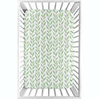 Alternate image 1 for Sweet Jojo Designs&reg; Sunflower Leaf Mini Fitted Crib Sheet in Green/White
