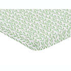 Alternate image 0 for Sweet Jojo Designs&reg; Sunflower Leaf Mini Fitted Crib Sheet in Green/White