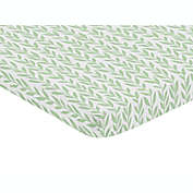 Sweet Jojo Designs&reg; Sunflower Leaf Mini Fitted Crib Sheet in Green/White