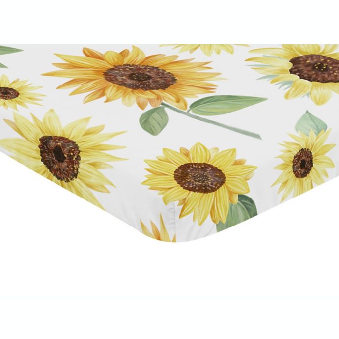 Sweet Jojo Designs® Sunflower Mini Fitted Crib Sheet in Yellow/Green buybuy BABY