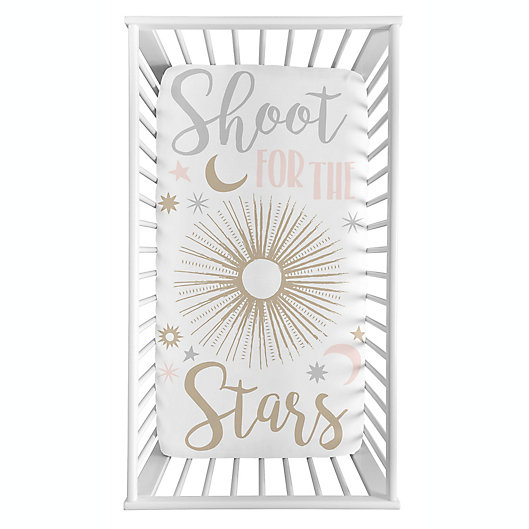 Alternate image 1 for Sweet Jojo Designs® Celestial Photo-Op Fitted Crib Sheet in Pink/Gold
