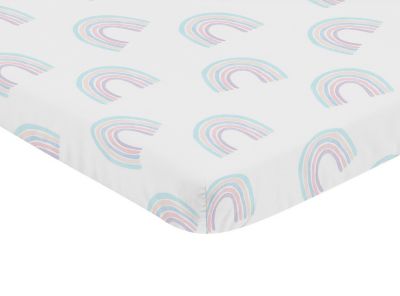 pastel rainbow crib sheet