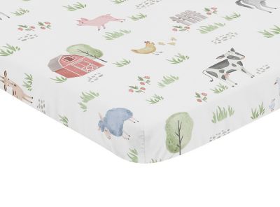 Sweet Jojo Designs&reg; Farm Animals Mini Fitted Crib Sheet