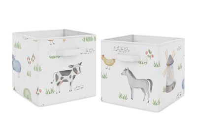 Sweet Jojo Designs&reg; Farm Animals Fabric Storage Bins (Set of 2)