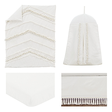 Sweet Jojo Designs&reg; Boho Fringe 4-Piece Crib Bedding Set in Ivory/White. View a larger version of this product image.