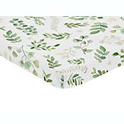 Sweet Jojo Designs&reg; Watercolor Botanical Leaf Mini Fitted Crib Sheet in Green/White