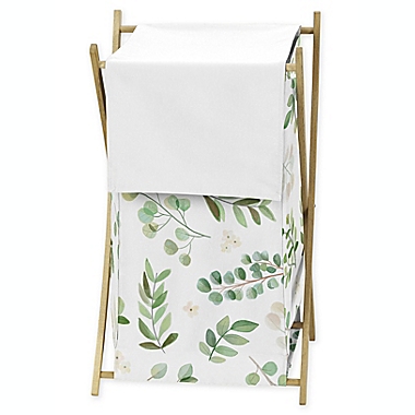 Sweet Jojo Designs&reg; Watercolor Botanical Leaf Laundry Hamper in Green/White. View a larger version of this product image.