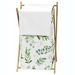 Sweet Jojo Designs® Watercolor Botanical Leaf Laundry Hamper in Green/White