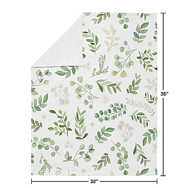 Sweet Jojo Designs&reg; Watercolor Botanical Leaf Baby Blanket in Green/White. View a larger version of this product image.
