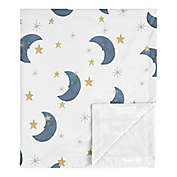 Sweet Jojo Designs&reg; Moon Bear Baby Blanket in Blue/Gold