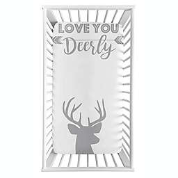 Sweet Jojo Designs® Deer Photo Op Fitted Crib Sheet in Grey/White