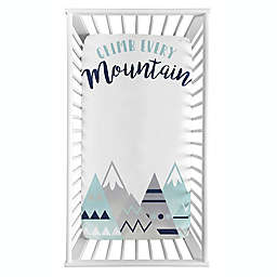 Sweet Jojo Designs® Mountains Photo Op Fitted Crib Sheet in Grey/Aqua