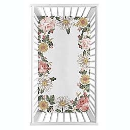 Sweet Jojo Designs® Vintage Floral Photo Op Fitted Crib Sheet in Pink/Green