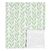Sweet Jojo Designs&reg; Sunflower Leaf Baby Blanket in Green/White