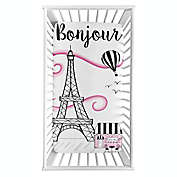 Sweet Jojo Designs&reg; Paris Photo Op Fitted Crib Sheet in Pink/Black