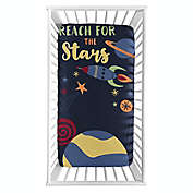 Sweet Jojo Designs&reg; Space Galaxy Photo-Op Fitted Crib Sheet in Navy/Blue