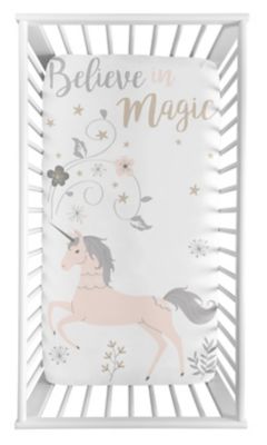Sweet Jojo Designs&reg; Unicorn Photo-Op Fitted Crib Sheet in Pink/Grey