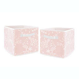 Sweet Jojo Designs® Lace Storage Bins in Pink/White (Set of 2)