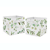 Sweet Jojo Designs&reg; Watercolor Botanical Leaf Storage Bins in Green/White (Set of 2)