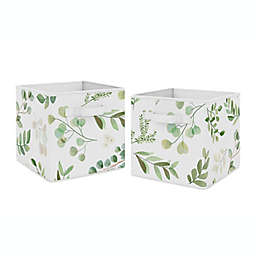 Sweet Jojo Designs® Watercolor Botanical Leaf Storage Bins in Green/White (Set of 2)<br />