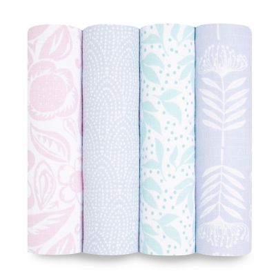 aden + anais&trade; essentials 4-Pack Damsel Swaddle Blankets in Pink