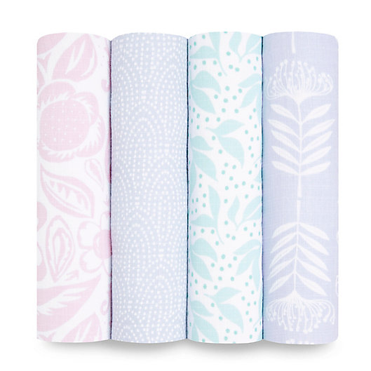 Alternate image 1 for aden + anais™ essentials 4-Pack Damsel Swaddle Blankets in Pink