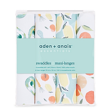 aden + anais&trade; essentials 4-Pack Market Swaddle Blankets in Grey. View a larger version of this product image.