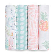aden + anais&trade; essentials 4-Pack Tropicalia Swaddle Blankets in Pink