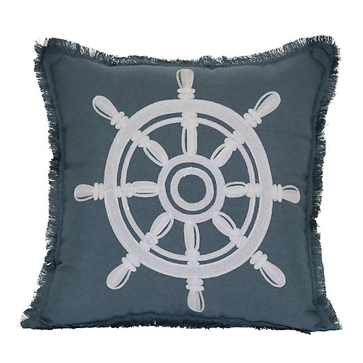 Alternate image 1 for Destination Summer Captain's Wheel Ship Square Indoor/Outdoor Throw Pillow in Grey