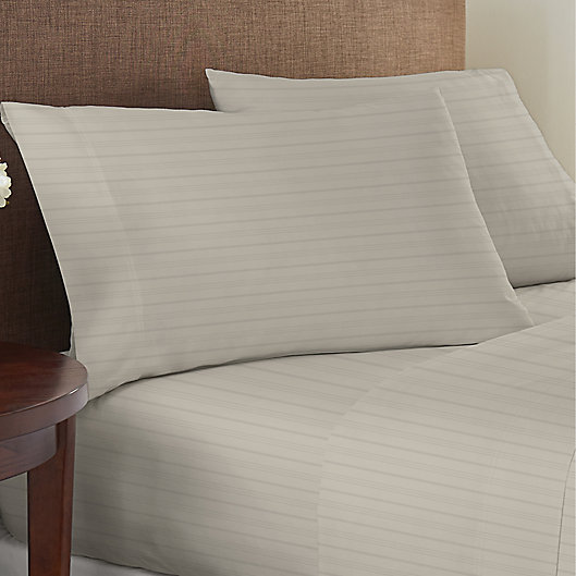 Alternate image 1 for Nestwell™ Egyptian Cotton Sateen 625-Thread-Count King Sheet Set in Dove Stripe