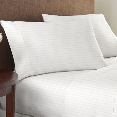 Nestwell&trade; Egyptian Cotton Sateen 625-Thread-Count Queen Sheet Set in Bright White Stripe. View a larger version of this product image.