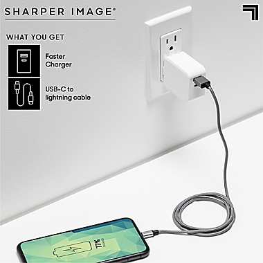 Sharper Image&reg; Fast-Charging Portable Adapter with Lightning Charging Cable. View a larger version of this product image.