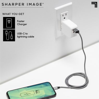 Sharper Image&reg; Fast-Charging Portable Adapter with Lightning Charging Cable. View a larger version of this product image.