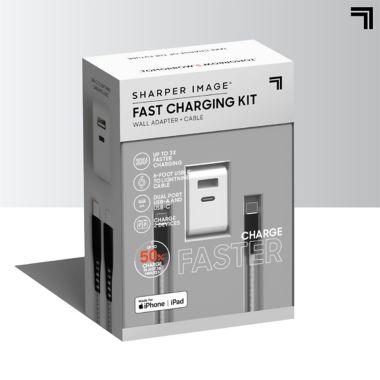 Sharper Image&reg; Fast-Charging Portable Adapter with Lightning Charging Cable. View a larger version of this product image.