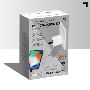 Sharper Image&reg; Fast-Charging Portable Adapter with Lightning Charging Cable. View a larger version of this product image.