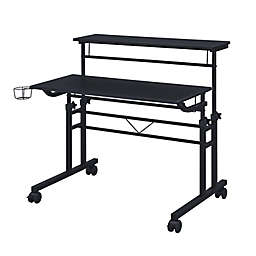Techni Mobili Height Adjustable Rolling Writing Desk in Black