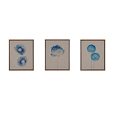 Madison Park Blue Print Botanicals 11-Inch x 14-Inch Linen Canvas Wall Art (Set of 3). View a larger version of this product image.