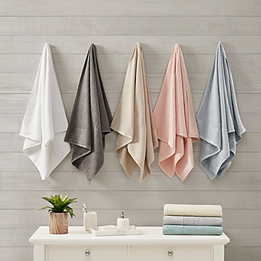 Madison Park 6-Piece Waffle Cotton Bath Towel Set in White. View a larger version of this product image.