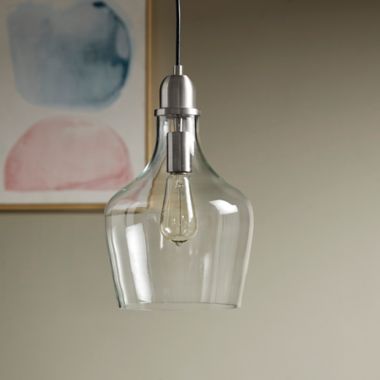 Hampton Hill Auburn Single-Light Pendant in Silver with Glass Shade. View a larger version of this product image.